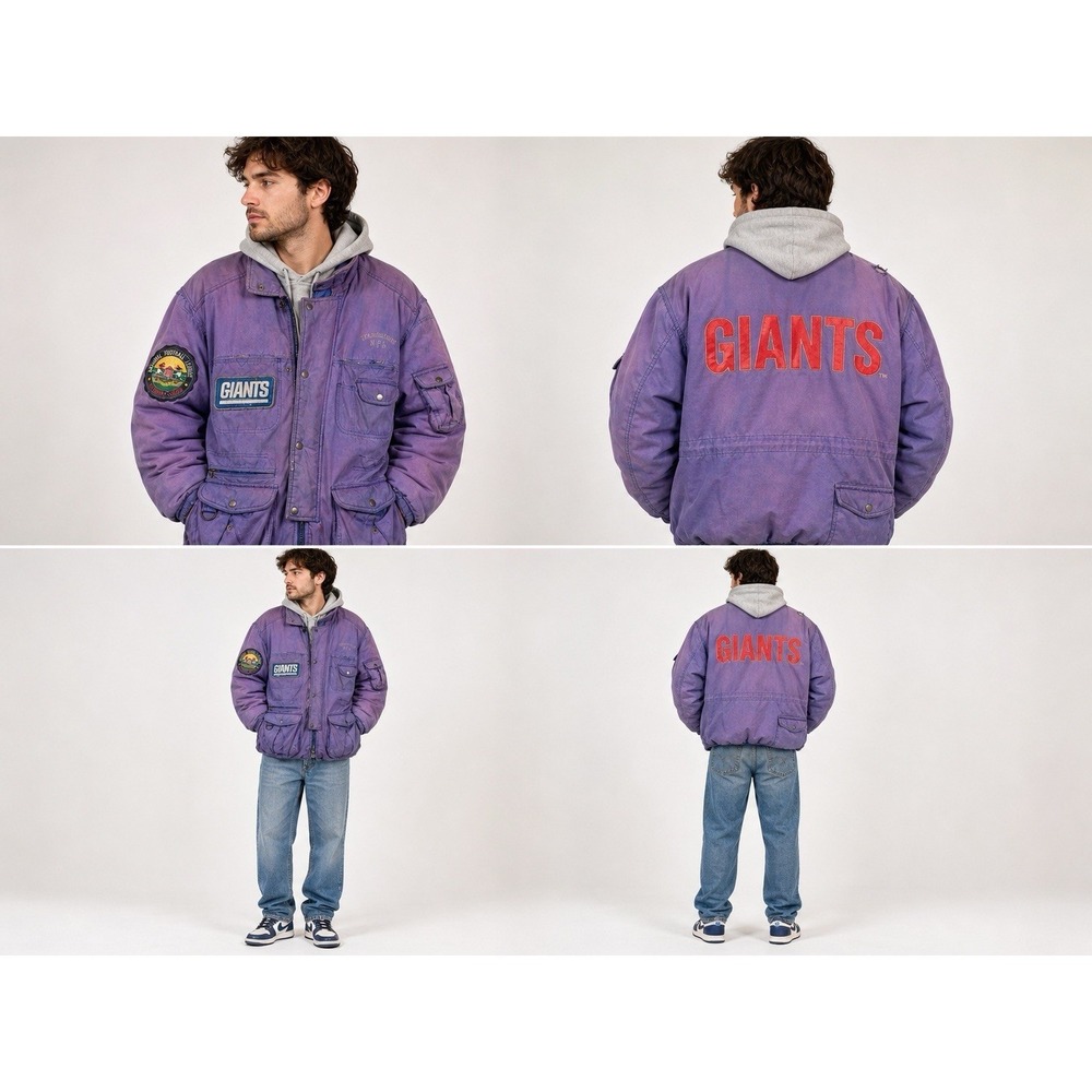 Vintage 90s Mirage NFL New York Giants Stadium Coat Mens L Faded Purple Parka